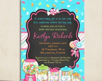 Candy Theme Baby Shower Invitation - Chalkboard Sweet Shoppe Printable and Custom Invite