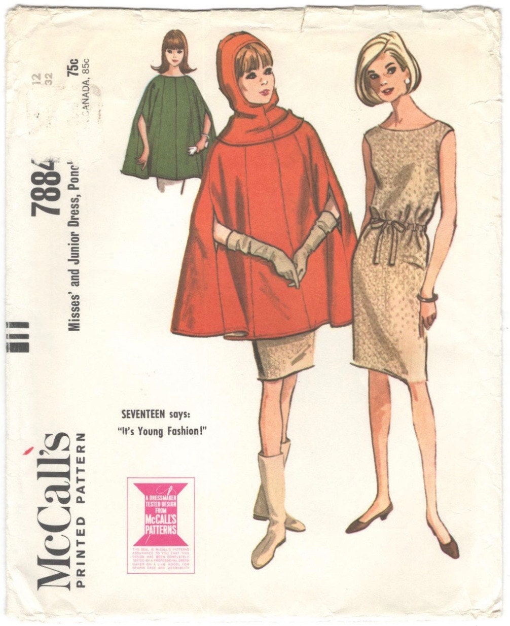 1950s Simplicity 1698 Teen Dress One Piece Size 12 Bust 32 Inches Full  Skirt -  Canada