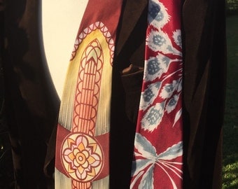 Two Ties Vintage Hand Painted 49.00 each Two available