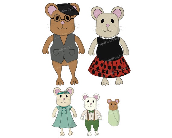 Cute Mouse Family Clipart Images Cartoon Vintage Clothes Mom