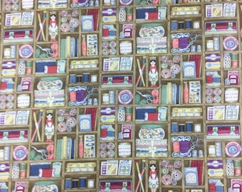 Makower Haberdashery Boxes cotton craft fabric by the fat quarter
