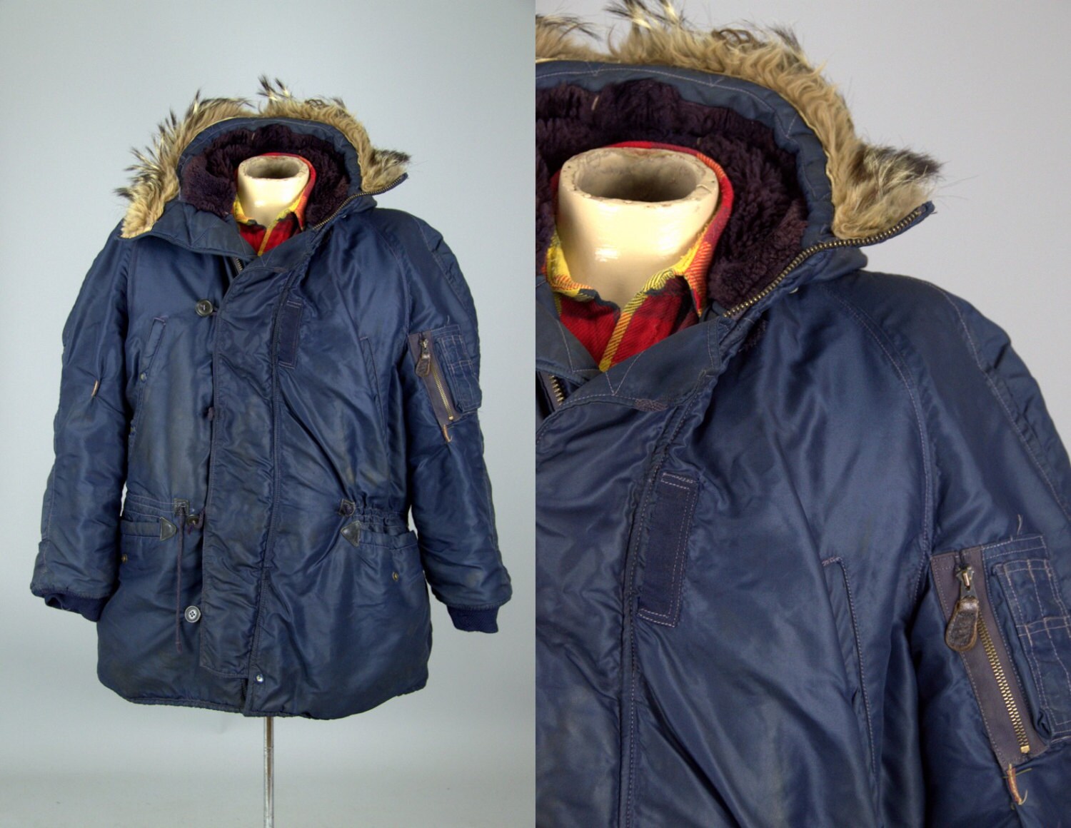 1950s Flight Parka Korean War Blue USAF N3A Fur Trim Hooded