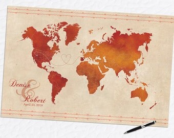 Illustrated Custom Wedding Map Wedding Guest Book Alternative