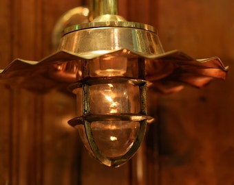 Nautical, Brass Lantern 15x12x12" Vintage Restored by SEASTYLE
