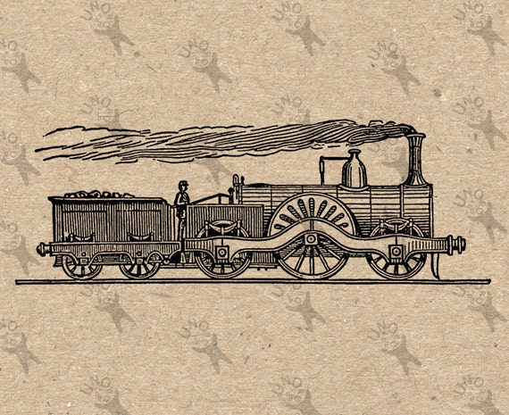 vintage retro dessin train lo otive