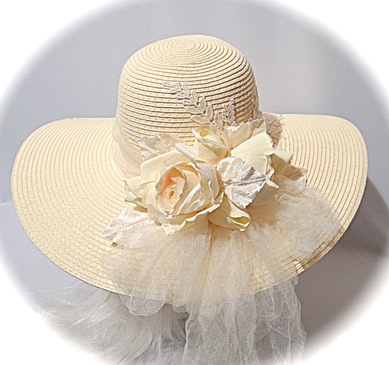 Cream Bridal Hat Wedding Accessories Derby Sun Hat Women's