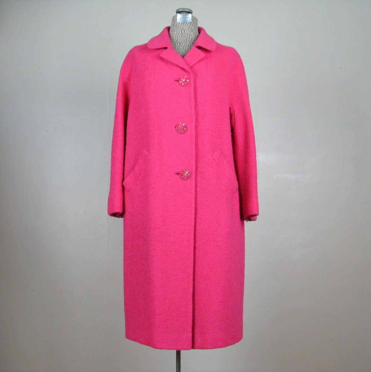 Vintage Early 1960s Hot Pink Coat 50s 60s by TravelingCarousel