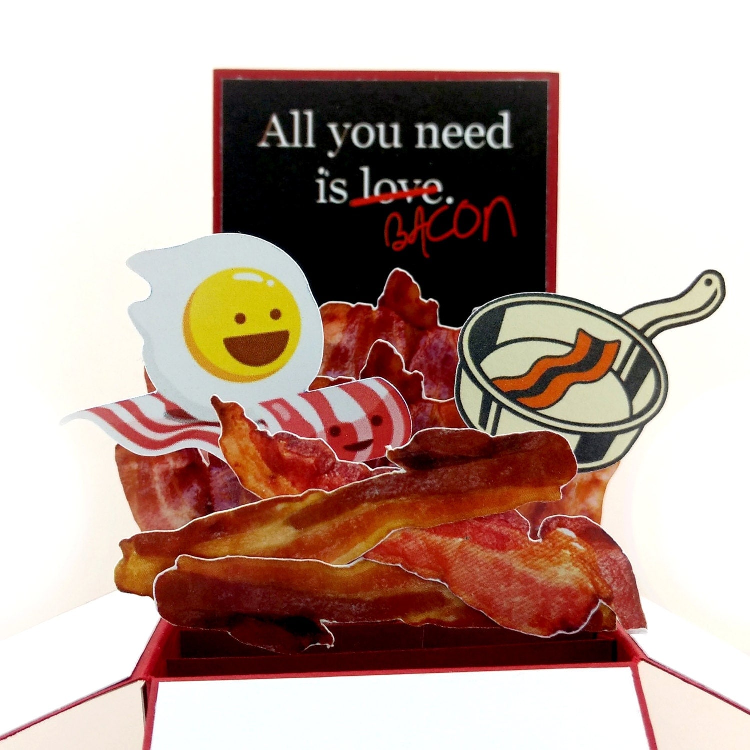 Bacon Card Bacon Happy Birthday Greeting Food Card in a box