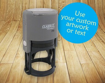 Round Self-Inking Custom Rubber Stamp Featuring Your Design, Logo or Artwork