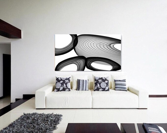 Abstract Black and White 21-49-00. Contemporary Unique Abstract Wall Decor, Large Contemporary Canvas Art Print up to 72" by Irena Orlov