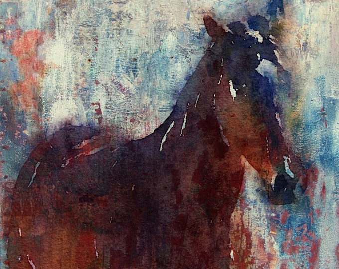Wild Brown Horse. Large Horse, Unique Horse Wall Decor, Brown Rustic Horse, Large Contemporary Canvas Art Print up to 48" by Irena Orlov