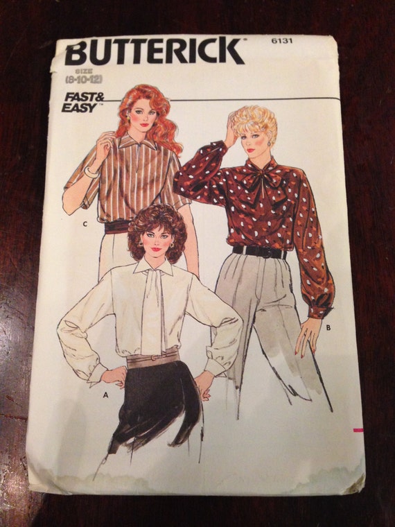 Misses Blouses Butterick Fast & Easy Sewing Pattern 6131 70s UNCUT Size 8-10-12