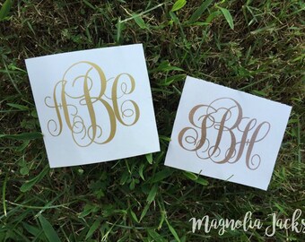 Gold Glitter Monogram Decal, Metallic Gold Monogram Decal, YETI Decal, Car Decal, iPad Decal, Vinyl Decal, Planner Decal,