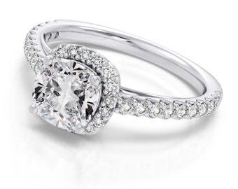 1.65ctw GIA certified CUSHION cut double halo style diamond