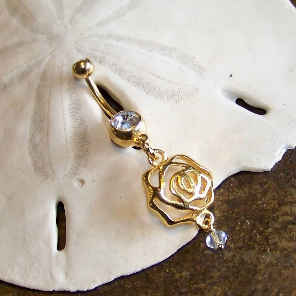 Gold Belly Button Ring Belly Button Jewelry Gold by JeweledNavel