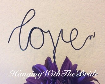 Custom Cake Topper - Love, Wedding Cake Topper, Mr & Mrs,Wire Cake Topper, Personalized Cake Topper, Love