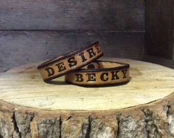 Personalized genuine leather bracelet/wristband. Great gift for anyone. Lightweight to wear everyday