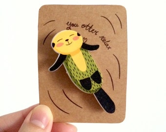 Relax Otter Brooch