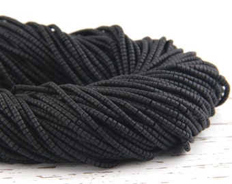 Black, Heishi Afghan Stone Beads, Handcut, 1 strand - 13 inches, 2-2,5 mm // BD-015