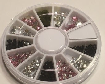 300 piece 3 colors  rhinestone nail art wheel mix, 1.5-3 mm (B6)