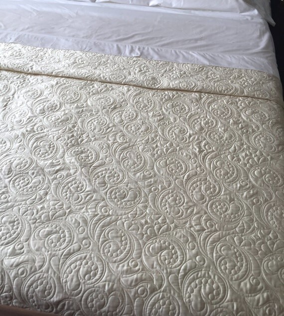 Full Size Whole Cloth Quilt in Ivory Custom Quilt Heirloom
