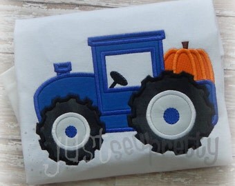 Boys Thanksgiving shirt, Toddlers Personalized Fall tops, Pumpkin Tractor shirt