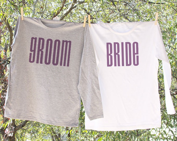 Bride and Groom Shirts - Set of 2 //Wedding Party LONG SLEEVE Shirts