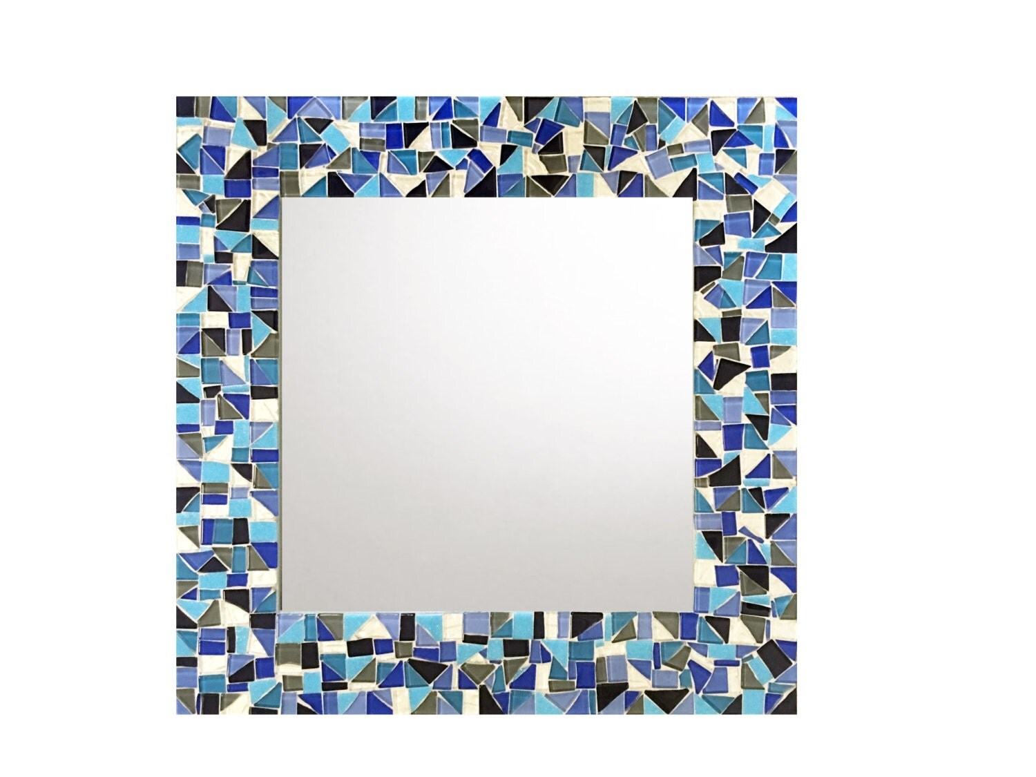 Blue Wall Mirror Square Mosaic Mirror Blue Home Decor