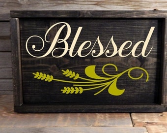 Blessed Framed Wood Sign ... Thanksgiving sign