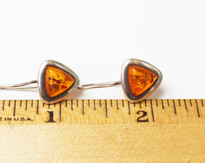 Amber Sterling Silver Drop Earrings - Poland - Amber gemstone