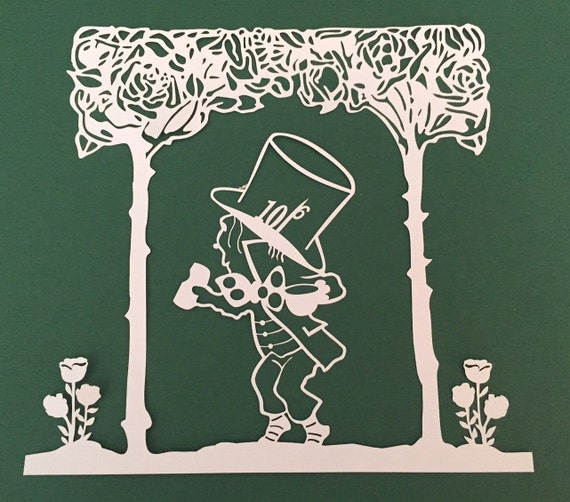 Download Mad Hatter Alice in Wonderland Paper Cutting Template JPEG