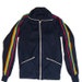 Vintage 70s 80s navy zipper jacket rainbow striped arms sportswear track jacket