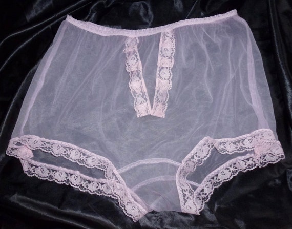 sheer vintage style nylon lace trimmed panties fetish sissy