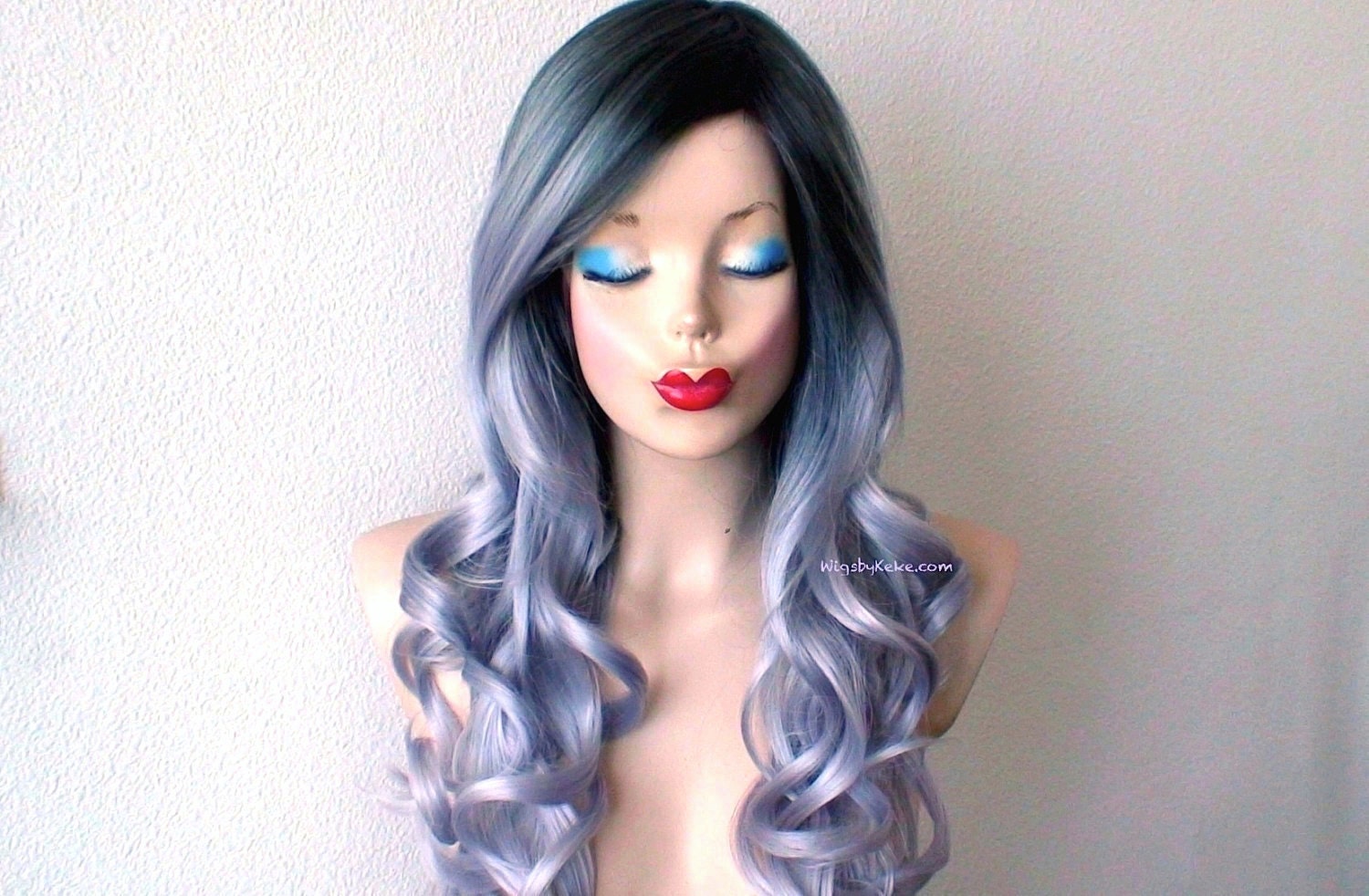 Ombre wig. Gray wig. Lavender Silver hair w/ Dark roots wig. Ombre wig. Gray wig. Lavender Silver hair w/ Dark roots wig.