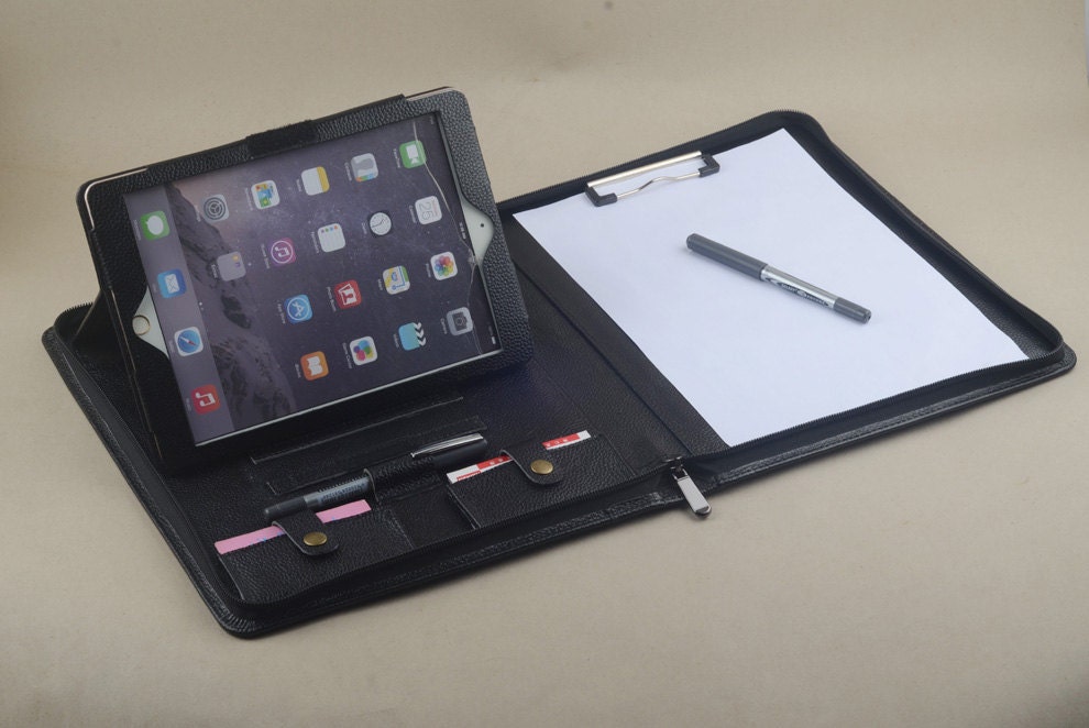 iPad Pro with Standing Portfolio Leather Case with A4 Paper