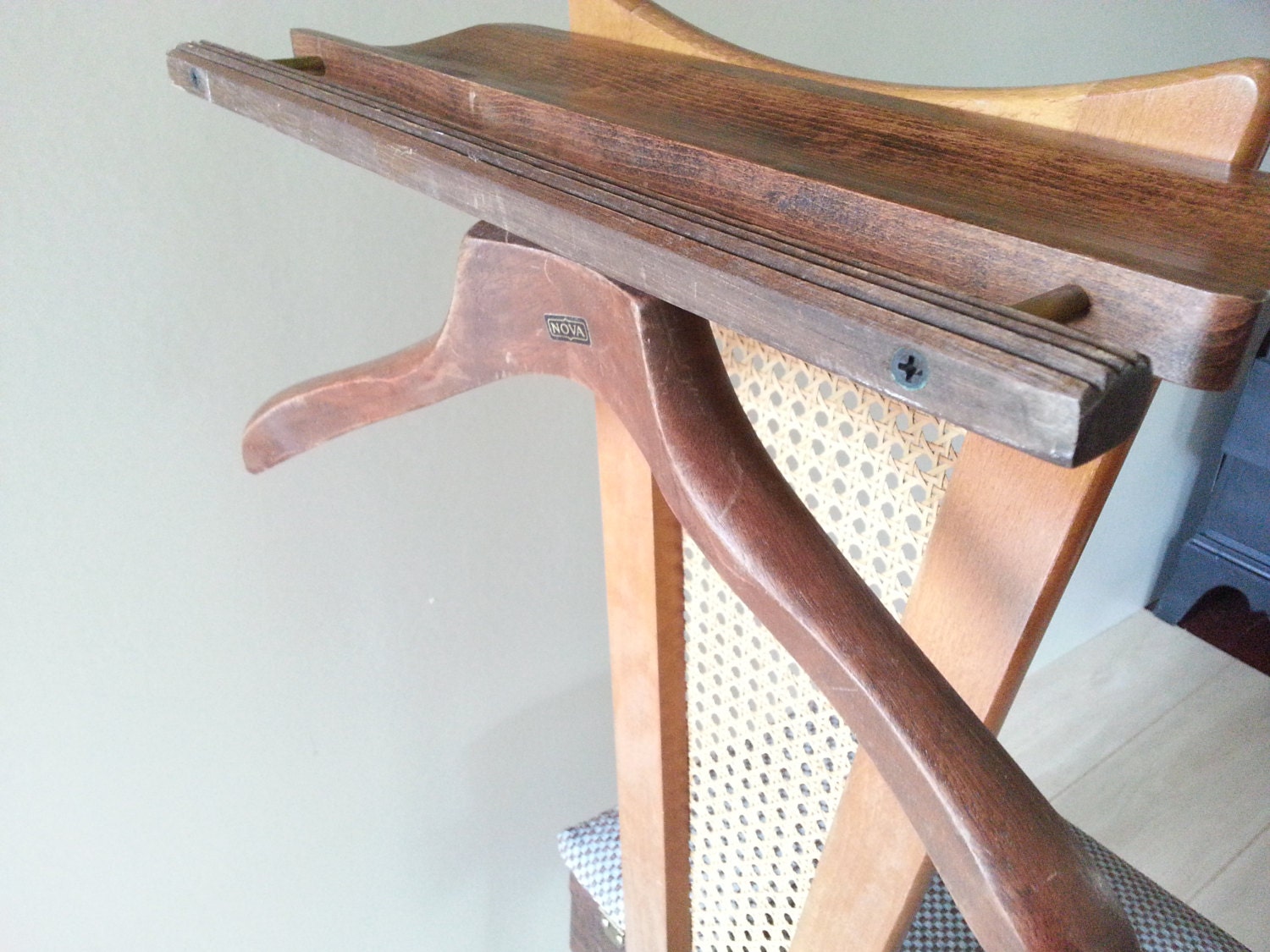 Mid Century Valet Chair / Butler Chair Furniture Cane Valet