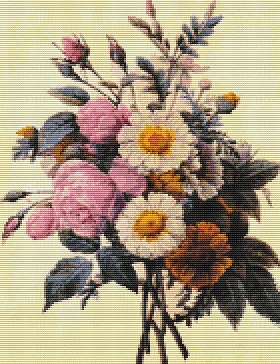 Counted Cross Stitch KIT Flowers by Pierre by TheArtofCrossStitch