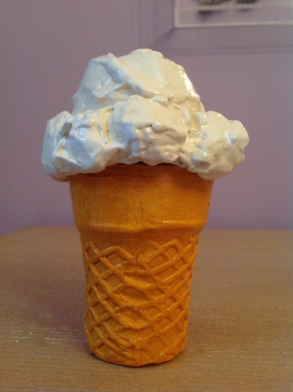 Studio Pottery Ceramic Handmade Ice Cream Cone by Betty