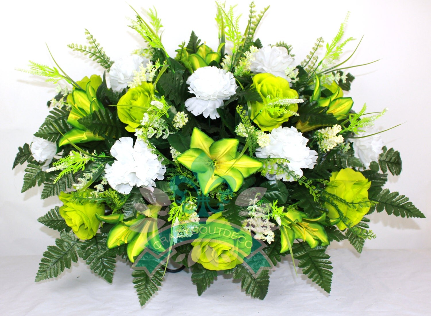 Beautiful XL Lime Green Roses Lilies with White by Crazyboutdeco