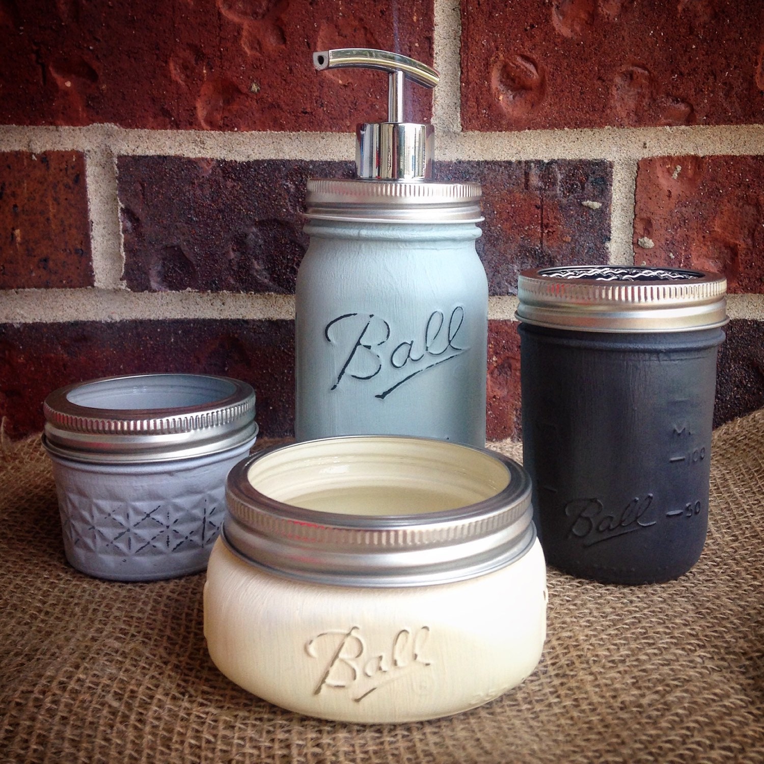 Bathroom Accessories-Mason Jar Bathroom Set 4pc-Mason Jar