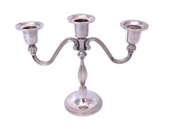 Vintage Silver Plated Candelabra, Silver Candleholder, Tall Candle Holder, Silver Taper, Triple Candelabra, Three Arm Candelabra