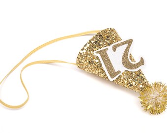Golden Birthday Hat Glitter Party Hat Mini Party Hat You Pick the Number Gold CHUNKY Glitter MINIATURE Party Hat