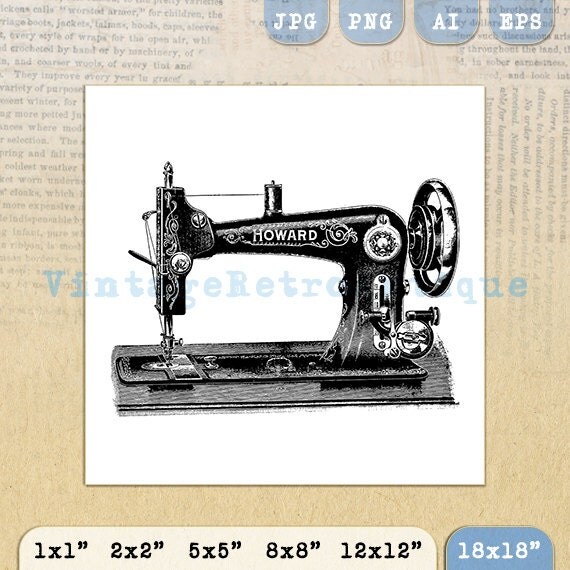 Antique Sewing Machine Printable Graphic by VintageRetroAntique