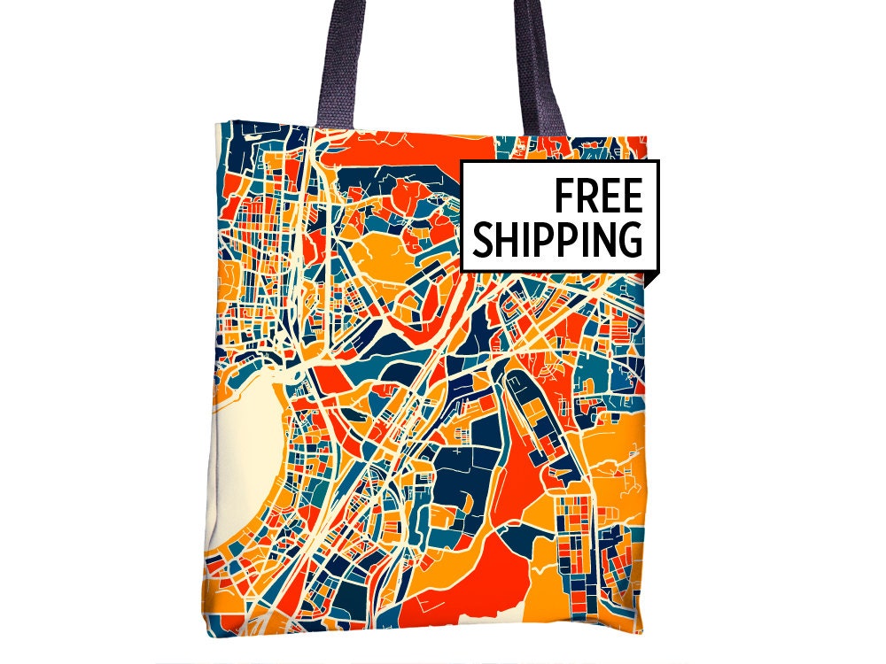 Mumbai Map Tote Bag Bombay Map Tote Bag 15x15