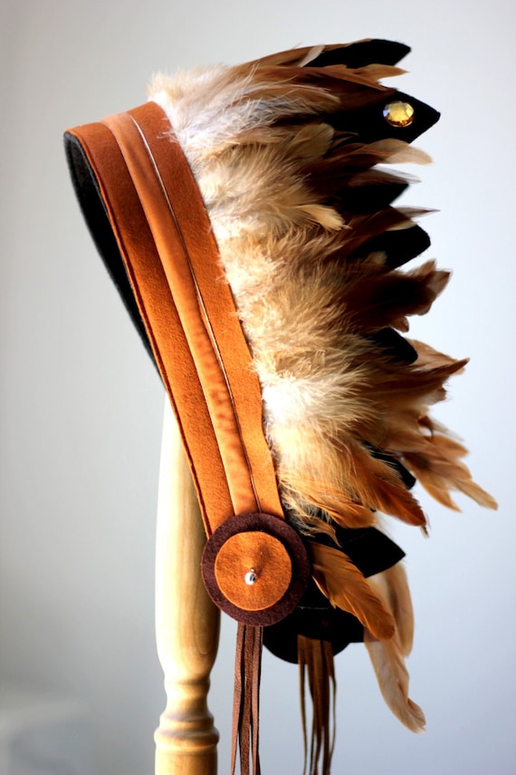 Indian headdress for boys feather headdress by NadineMillineryKids