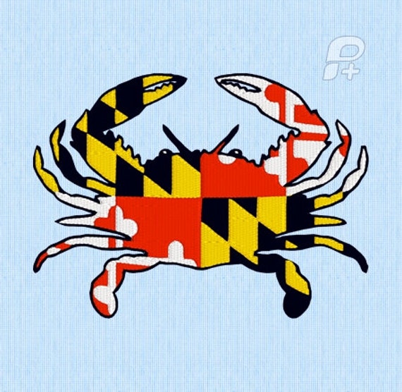 Maryland Flag Crab Embroidery File Instant Download