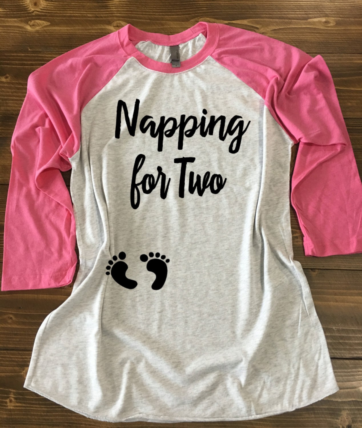 Napping For Two Pregnancy Baseball Shirt. by strongconfidentYOU