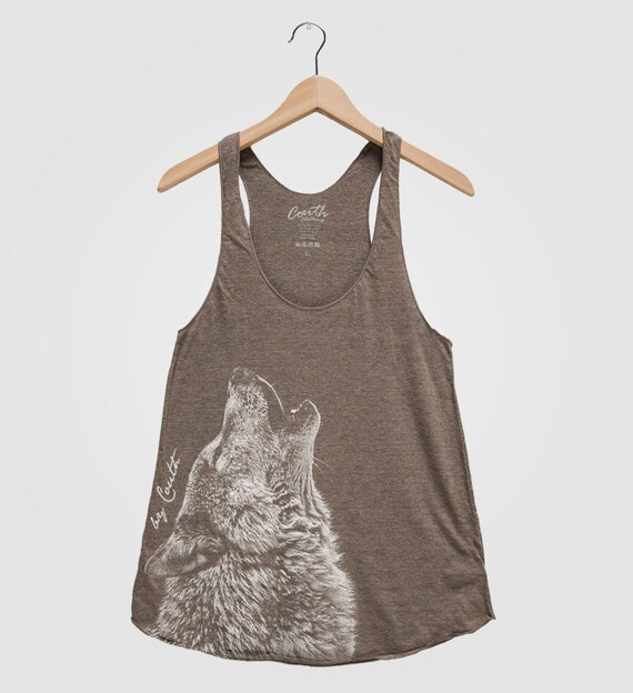 WOLF Tank Top American Apparel Triblend Racerback by Couthclothing