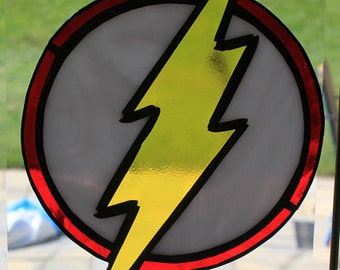 Stained glass "nerd shirt" collection "the Flash" suncatcher wallhanging