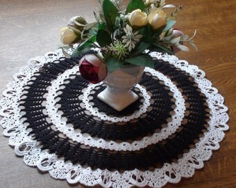 Crocheted doily Black doily White doily Handmade doily Small doily Lace doily Lace doilie Crochet doilie